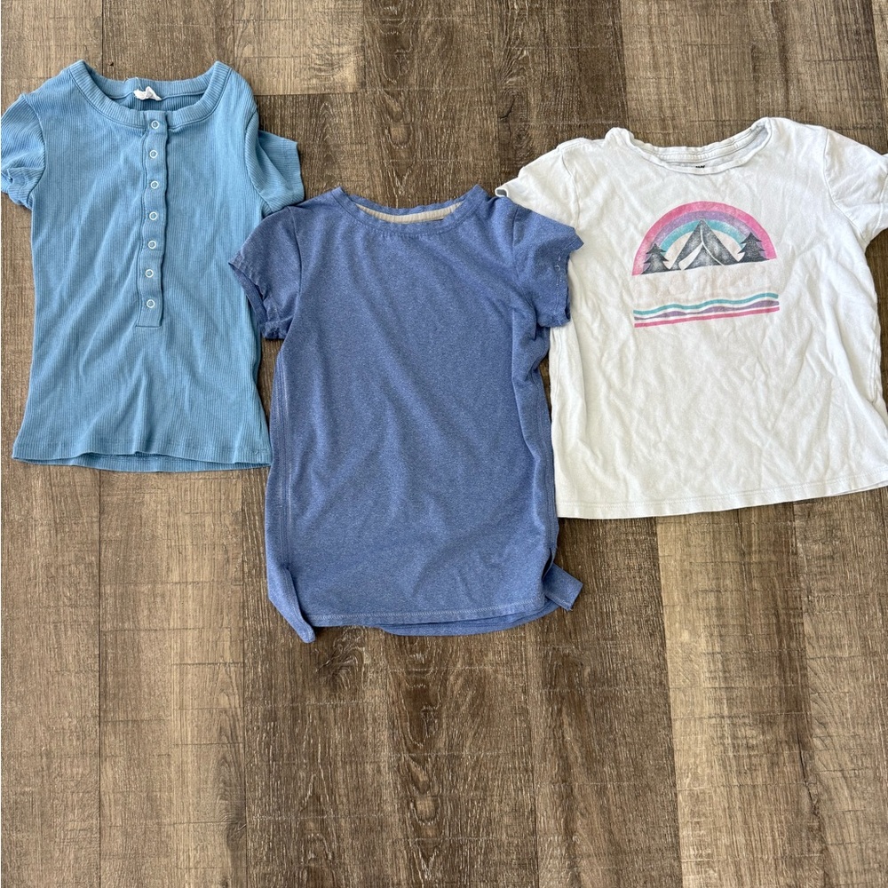 Old Navy Girls Blue and White Short-Sleeve Tee Trio